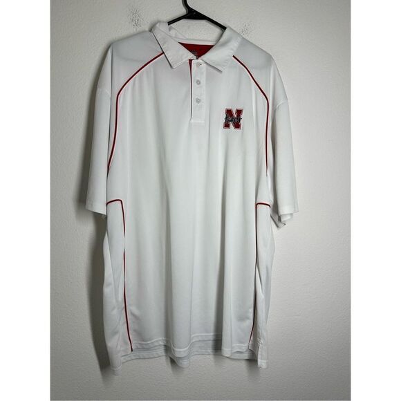 Russel Shirt Men's Large Red White Athletic Polo Size XXL N Huskers See Desc - Picture 1 of 13